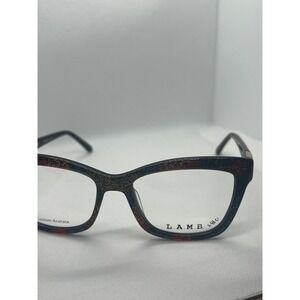 L.A.M.B. LA083 Designer Eyeglasses Frames Cat Eye Multicolor Gold Accents‎